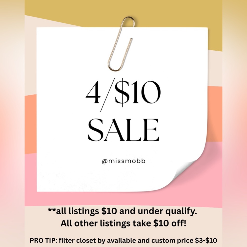4/$10 Sale on ALL listings $10 and under!